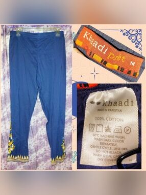 Khaadi Prêt Navy w/Multiclr Floral/Birds/Geometric Embroidery Cropped Pants 14